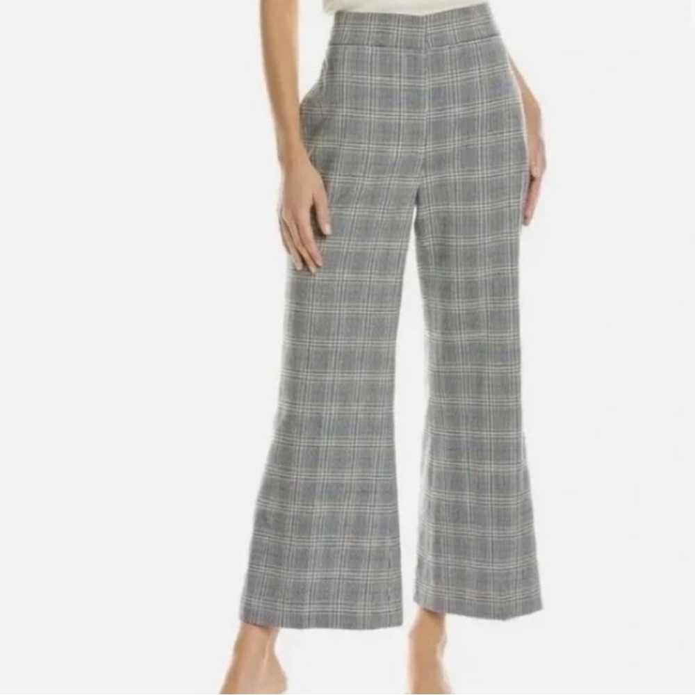 Rebecca Taylor Gray Wool Blend Plaid Cropped Flares Sz 2